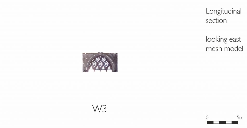 Longitudinal section of mesh model of west walk of cloister at Westminster Abbey