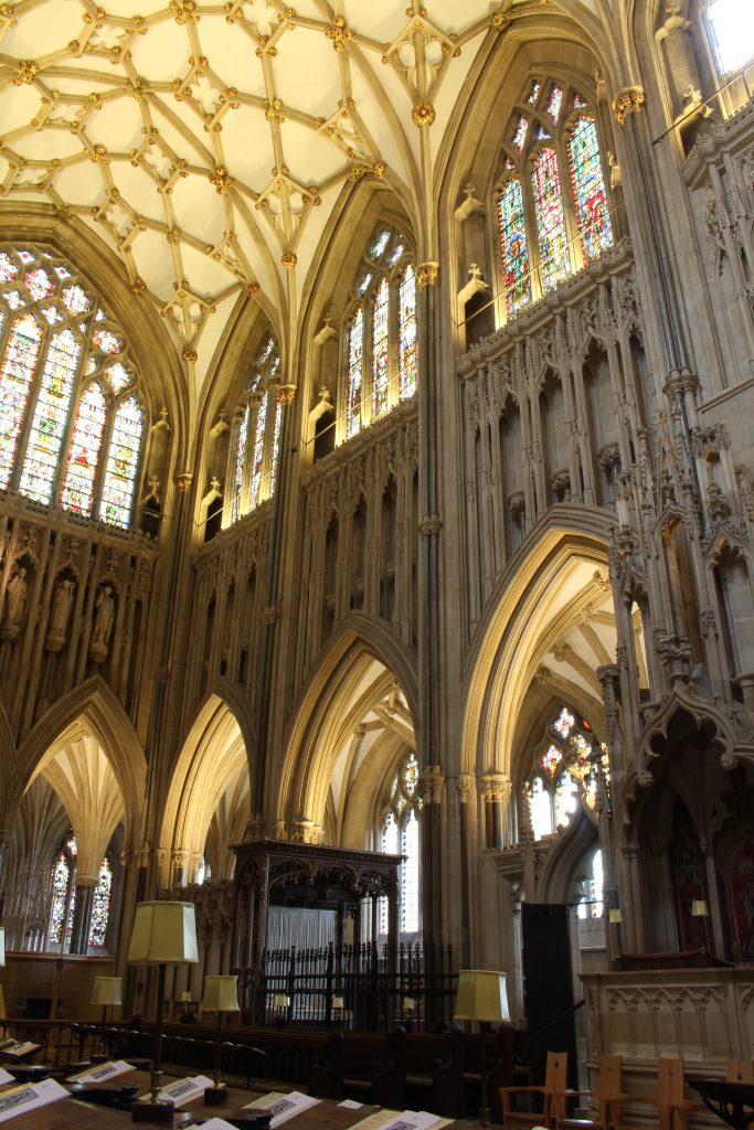 Image of choir at Wells Cathedral, looking southeast
