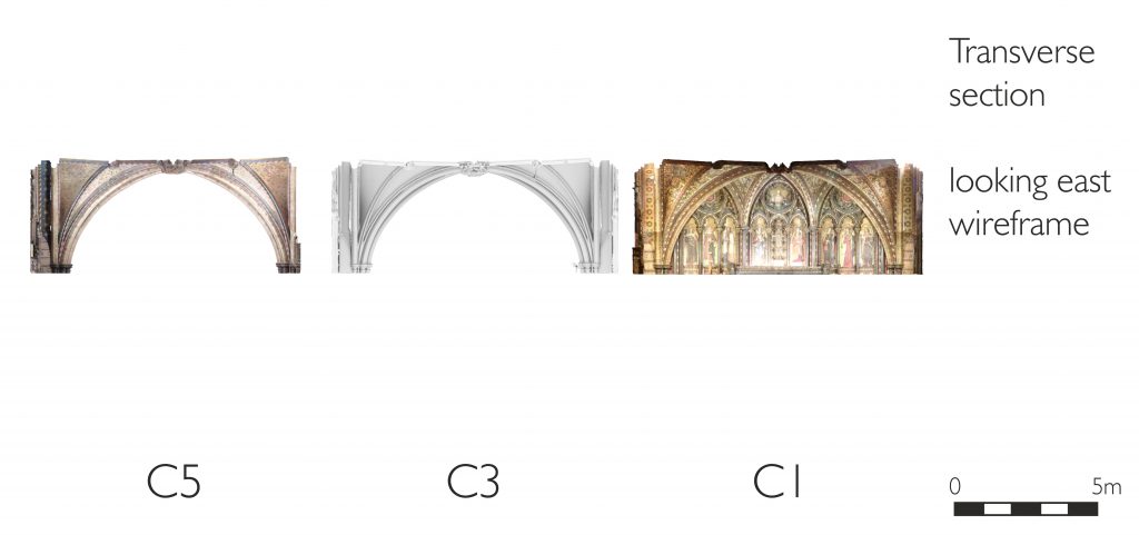 Transverse section of mesh model of Chapel of St Mary Undercroft at the Palace of Westminster 