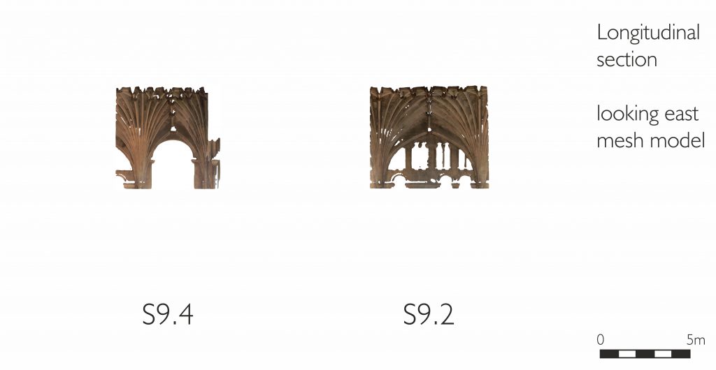 Longitudinal section of mesh model of transept at Norwich Cathedral