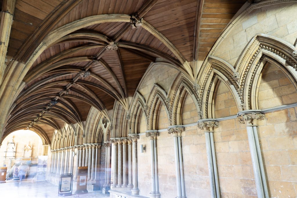 Image of wooden vault in the east walk of the cloister at Lincoln Cathedral