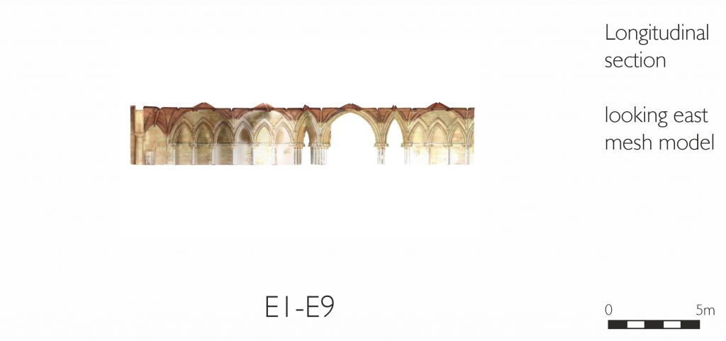 Longitudinal section of mesh model of Chapter House vestibule at Lincoln Cathedral