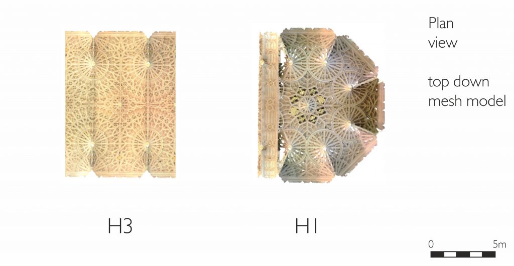 Plan view of mesh model of the Henry VII Chapel at Westminster Abbey 