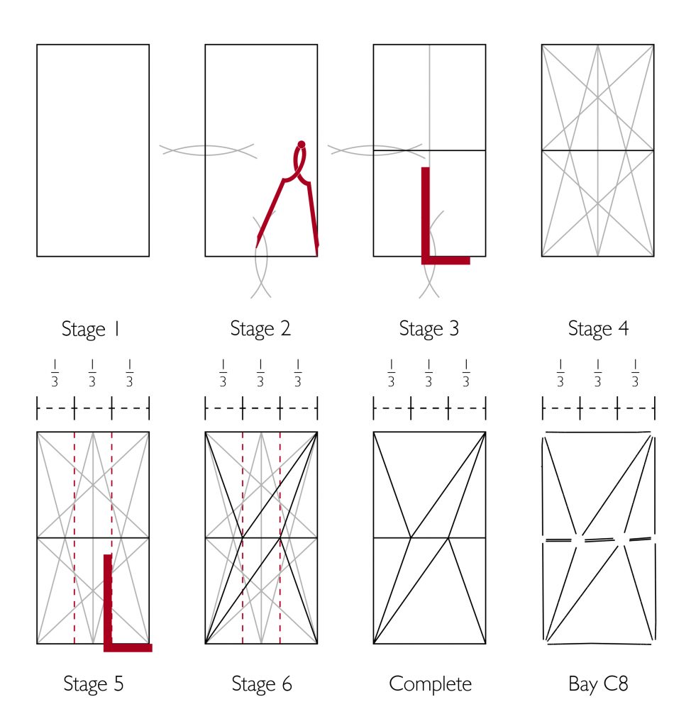 Image of step-by-step design process for the vault plan of St Hugh's Choir at Lincoln