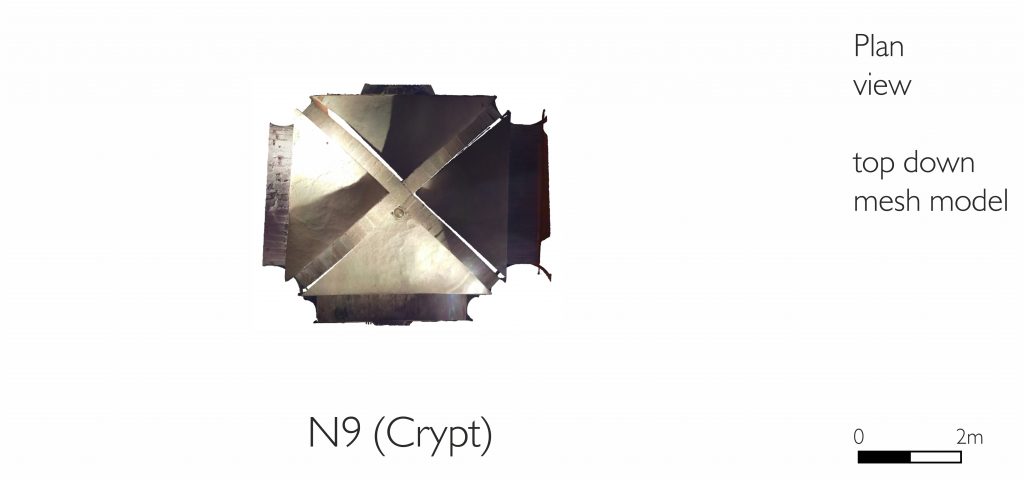 Plan view of mesh model of crypt ambulatory at Gloucester Cathedral