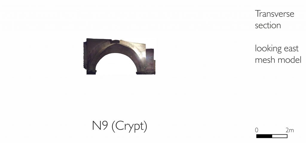 Transverse section of mesh model of crypt ambulatory at Gloucester Cathedral